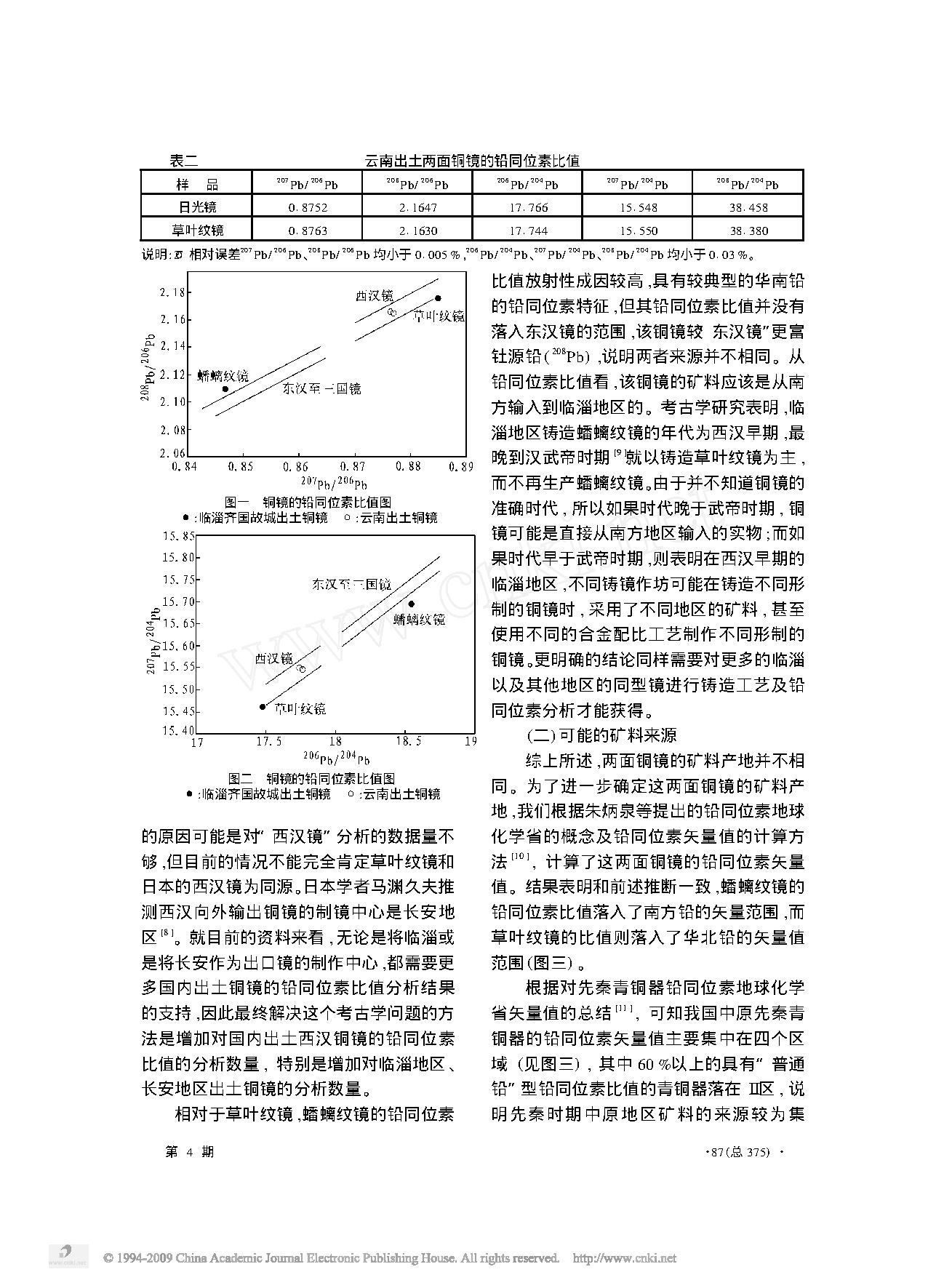 山东临淄齐国故城遗址出土西汉铜镜的铅同位素比值分析.pdf_第3页